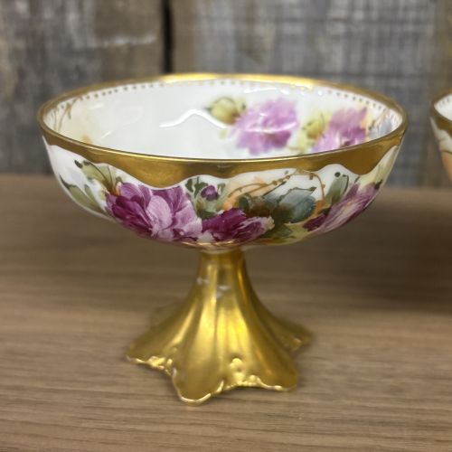 A Set of Four Haviland Limoges Hand Painted Porcelain Footed Dishes Signed M. Blanche Lenzi