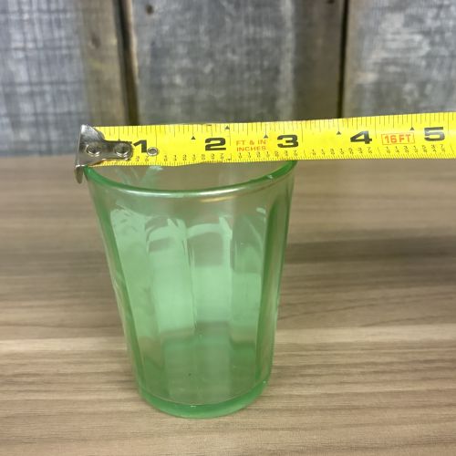 A Pair of Antique Mary Gregory Green Glass Shot Glasses
