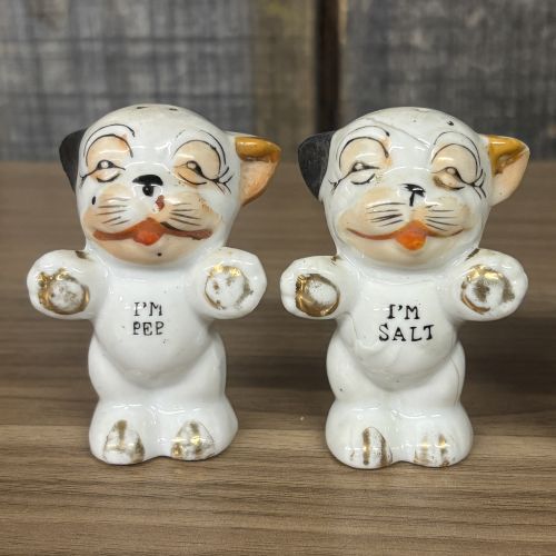 An Assortment of Vintage Ceramic Figural Salt and Pepper Shakers Including Bonzo Dogs and Japanese Deities