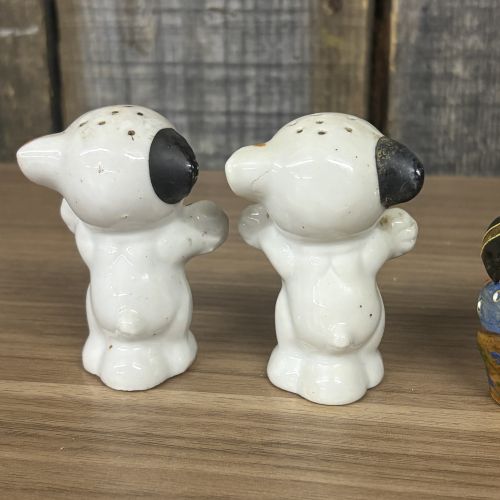 An Assortment of Vintage Ceramic Figural Salt and Pepper Shakers Including Bonzo Dogs and Japanese Deities