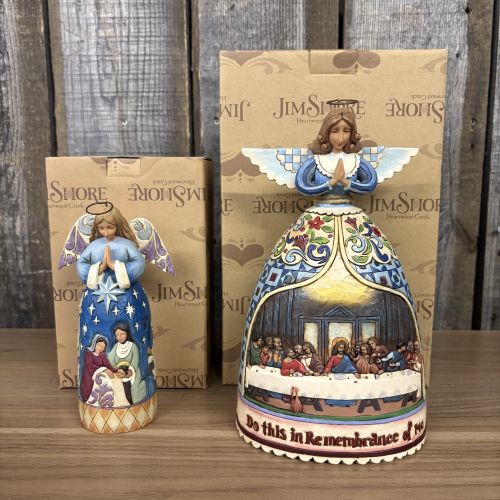 Two Jim Shore Heartwood Creek Angel Figurines, The Last Supper and The Nativity