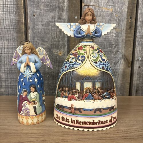 Two Jim Shore Heartwood Creek Angel Figurines, The Last Supper and The Nativity
