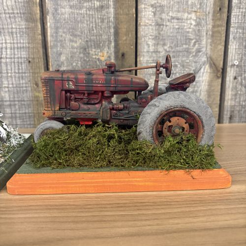 A Pair of Custom Weathered 1/16 Scale Ertl Die-Cast Model Tractor Dioramas