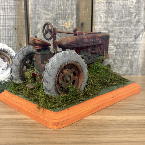 A Pair of Custom Weathered 1/16 Scale Ertl Die-Cast Model Tractor Dioramas
