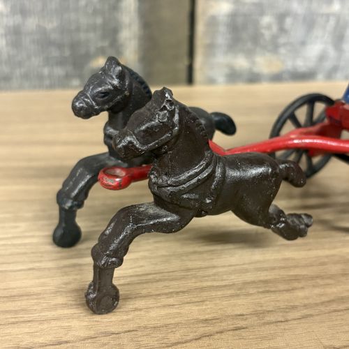Vintage Horse-Drawn Steam Fire Pumper Toy with Driver