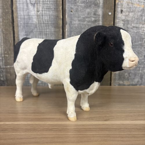 Large Vintage Flocked Holstein Bull Figurine