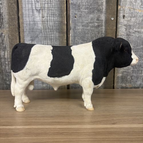 Large Vintage Flocked Holstein Bull Figurine