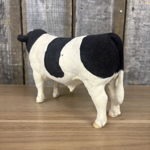 Large Vintage Flocked Holstein Bull Figurine