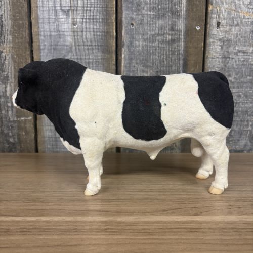 Large Vintage Flocked Holstein Bull Figurine