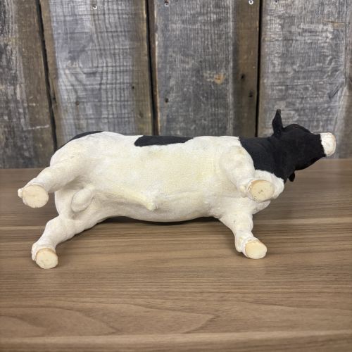 Large Vintage Flocked Holstein Bull Figurine