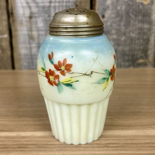 Gillinder and Sons Six Rib Melon Opalware Satin Glass Sugar Shaker