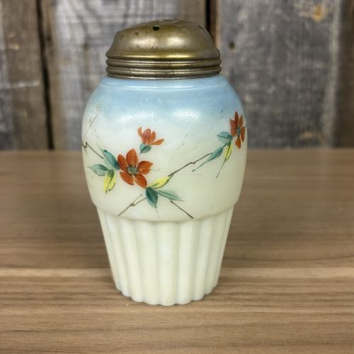Gillinder and Sons Six Rib Melon Opalware Satin Glass Sugar Shaker