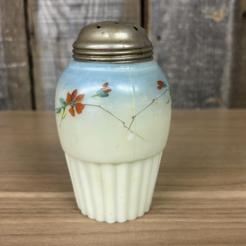 Gillinder and Sons Six Rib Melon Opalware Satin Glass Sugar Shaker