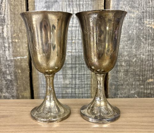 A Pair of Sterling Silver Wine Goblets