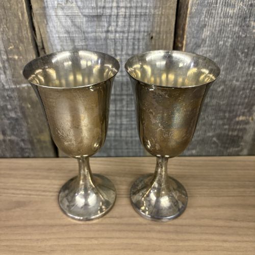 A Pair of Sterling Silver Wine Goblets