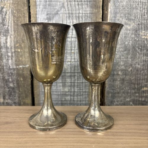 A Pair of Sterling Silver Wine Goblets