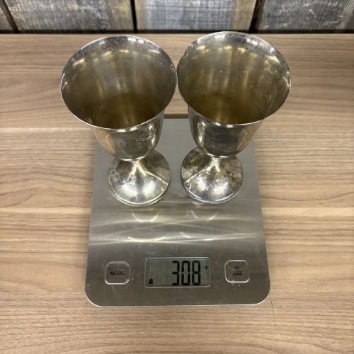 A Pair of Sterling Silver Wine Goblets