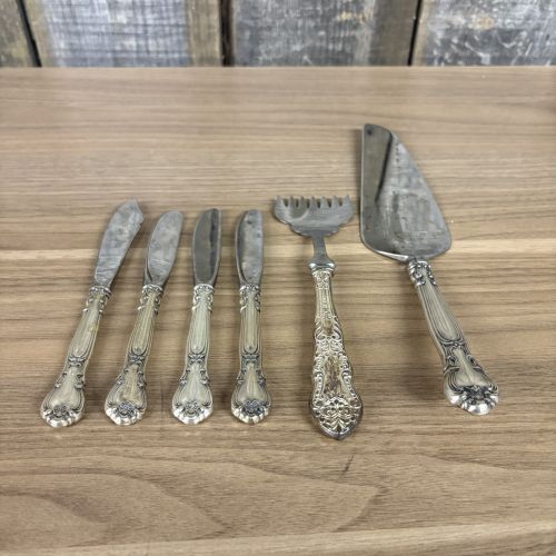 A Six-Piece Collection of Gorham Sterling Silver Handled Flatware in Strasbourg and Chantilly Patterns