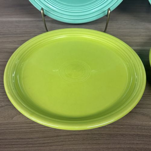 A Set of Four Homer Laughlin Fiesta Salad Plates in Seafoam and Chartreuse