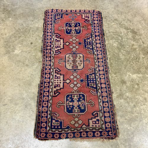 Antique Hand-Knotted Wool Tribal Rug Runner