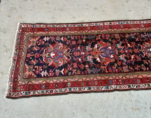 Vintage Hand-Knotted Persian Sarouk Runner Rug