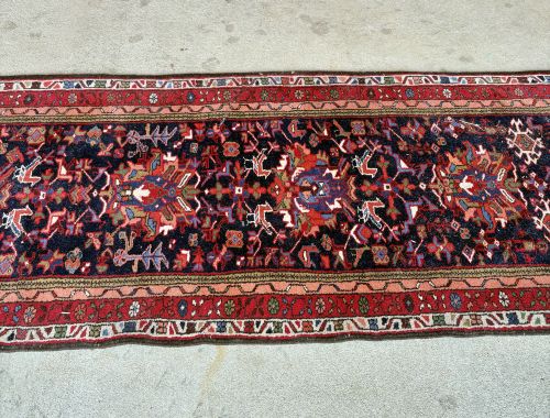 Vintage Hand-Knotted Persian Sarouk Runner Rug