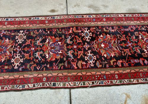 Vintage Hand-Knotted Persian Sarouk Runner Rug