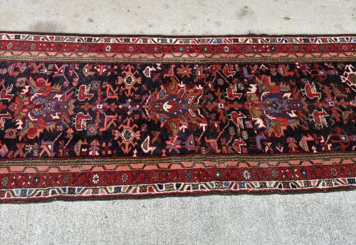 Vintage Hand-Knotted Persian Sarouk Runner Rug