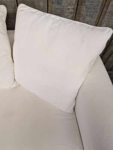 Contemporary Slipcovered Two Seat Sofa with Rolled Arms