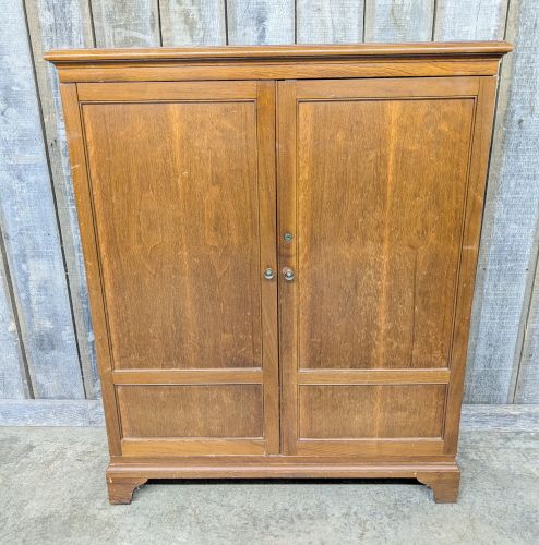 Mid-Century Transitional Walnut Veneer Two-Door Storage Cabinet
