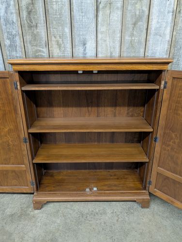 Mid-Century Transitional Walnut Veneer Two-Door Storage Cabinet