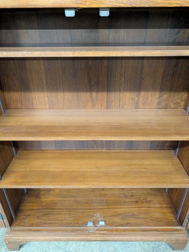 Mid-Century Transitional Walnut Veneer Two-Door Storage Cabinet
