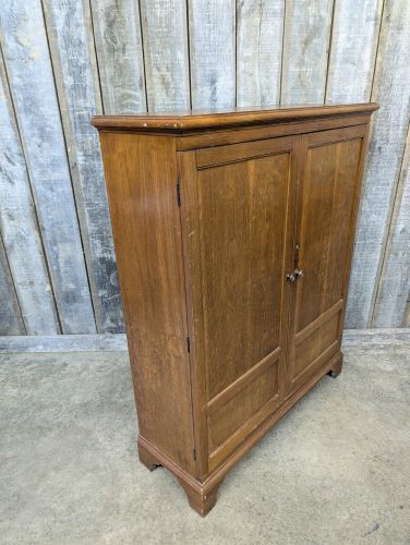 Mid-Century Transitional Walnut Veneer Two-Door Storage Cabinet