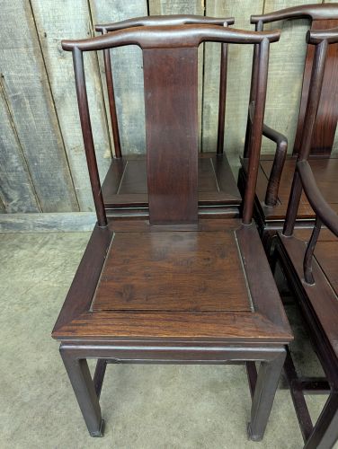 A Set of Six Chinese Hardwood Yoke-Back Chairs