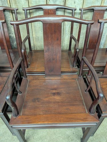 A Set of Six Chinese Hardwood Yoke-Back Chairs