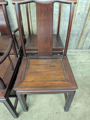 A Set of Six Chinese Hardwood Yoke-Back Chairs