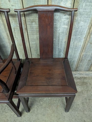 A Set of Six Chinese Hardwood Yoke-Back Chairs