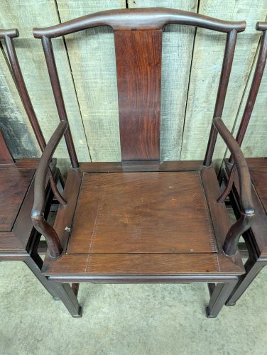 A Set of Six Chinese Hardwood Yoke-Back Chairs