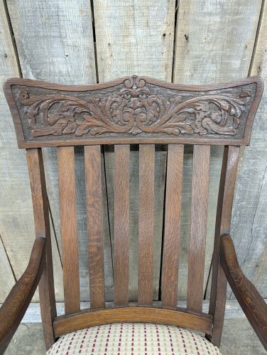 American Victorian Quartersawn Oak North Wind Face Rocking Chair
