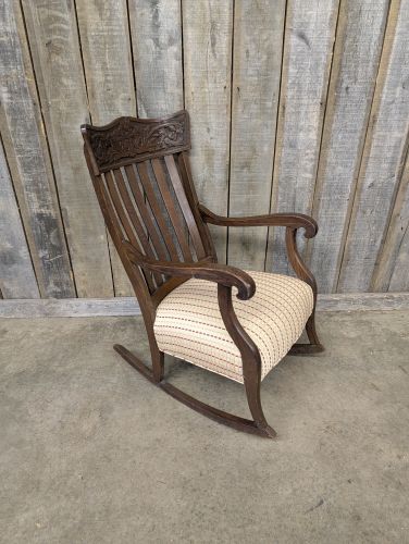 American Victorian Quartersawn Oak North Wind Face Rocking Chair