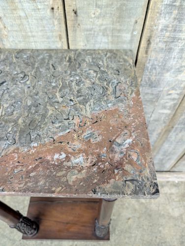 19th Century Empire Style Mahogany Pier Table with Brecciated Marble Top