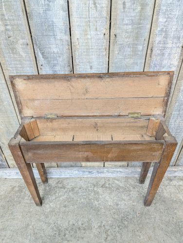 Antique American Primitive Lift-Top Oak Console Table