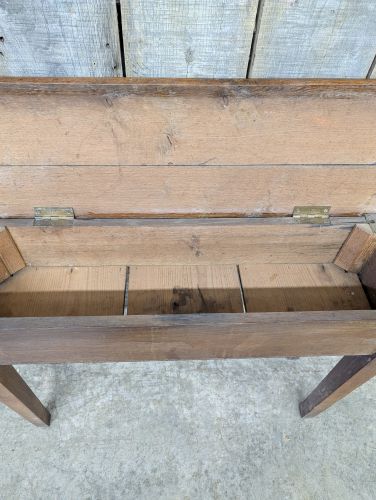 Antique American Primitive Lift-Top Oak Console Table