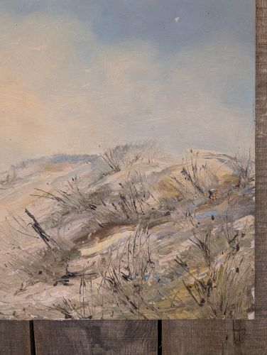 Gert, Coastal Dune Landscape with Beached Rowboats, Oil on Canvas
