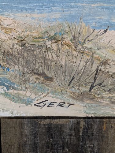 Gert, Coastal Dune Landscape with Beached Rowboats, Oil on Canvas