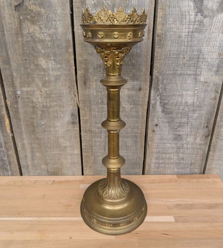 Large Gothic Revival Brass Ecclesiastical Pricket Candlestick