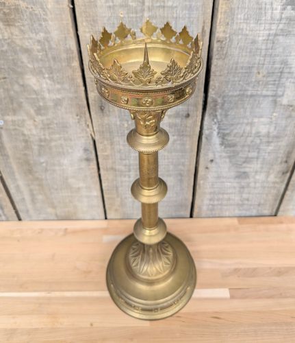 Large Gothic Revival Brass Ecclesiastical Pricket Candlestick