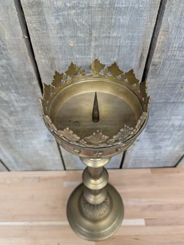Large Gothic Revival Brass Ecclesiastical Pricket Candlestick