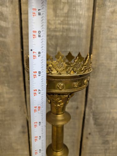 Large Gothic Revival Brass Ecclesiastical Pricket Candlestick