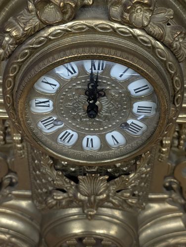 Italian Imperial Rococo Style Gilt Brass Mantel Clock with Franz Hermle Movement